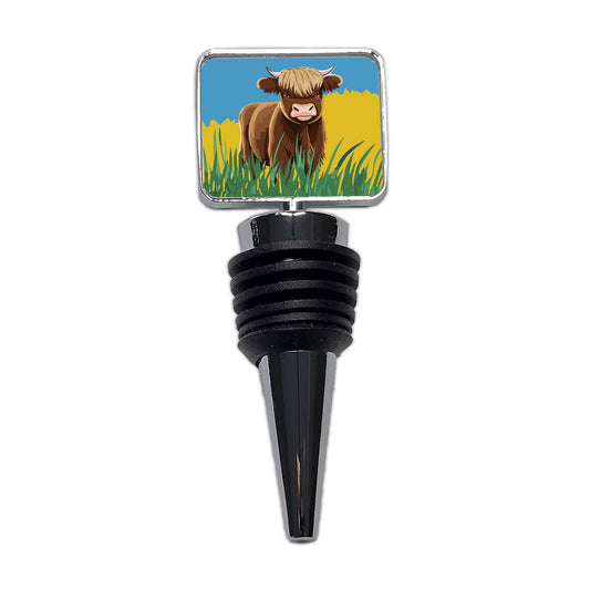 Highland Cow Scruffy Wine Bottle Stopper