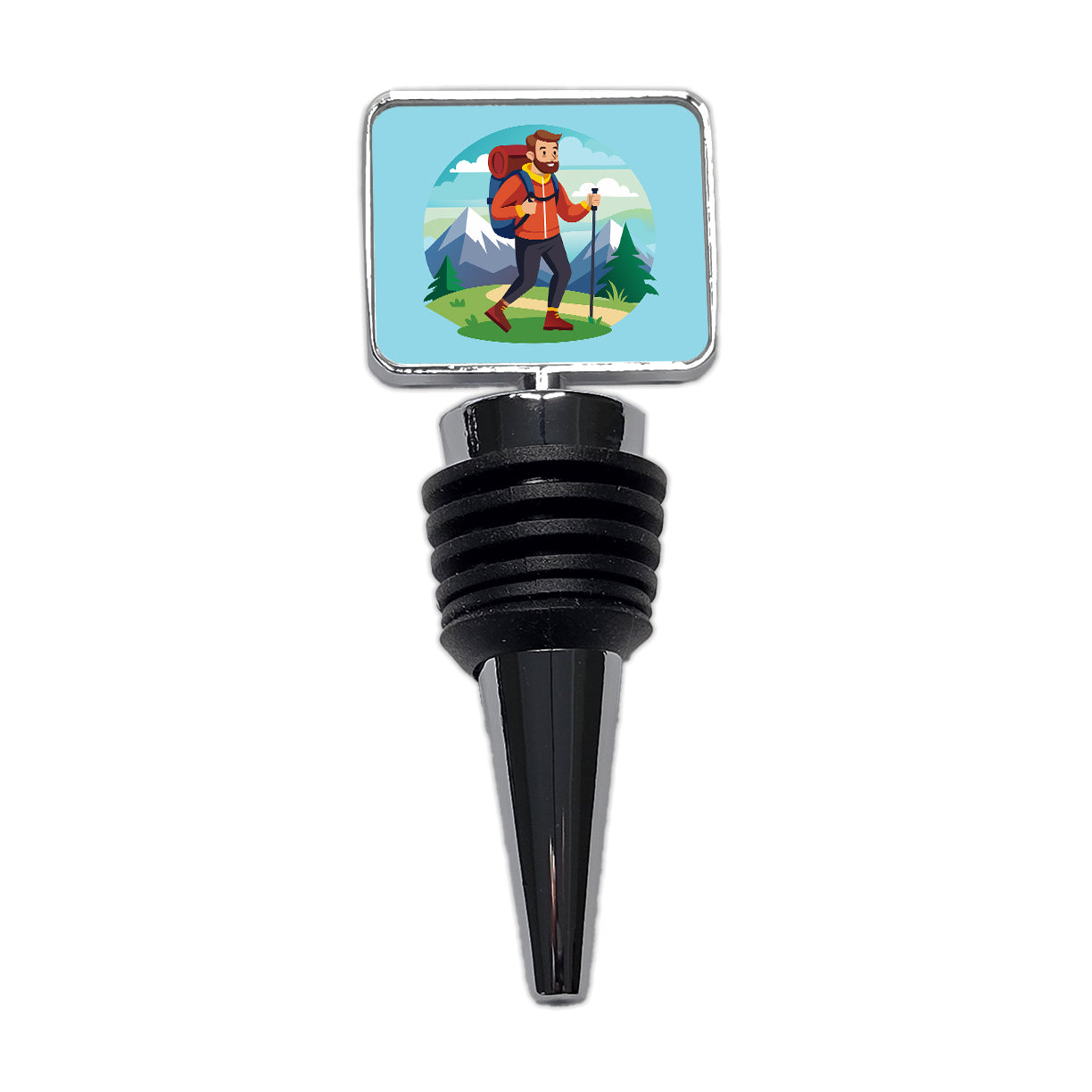 Hiker Hiking Backpacking Man Wine Bottle Stopper