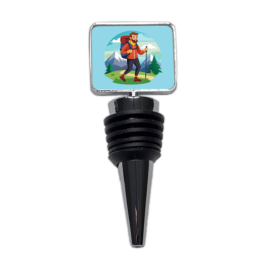 Hiker Hiking Backpacking Man Wine Bottle Stopper