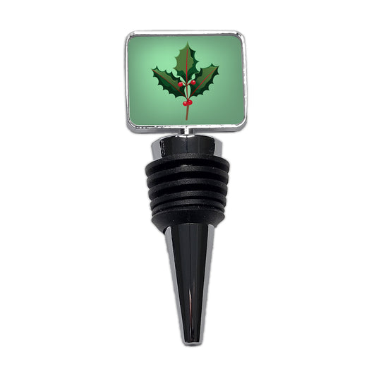 Holly Christmas Greenery Wine Bottle Stopper