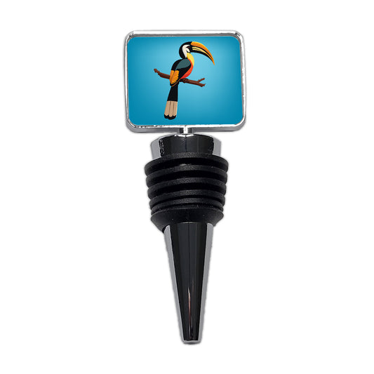 Hornbill Bird on Branch Wine Bottle Stopper