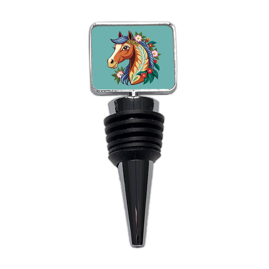 Horse Head Floral Flowers Cottagecore Country Western Wine Bottle Stopper