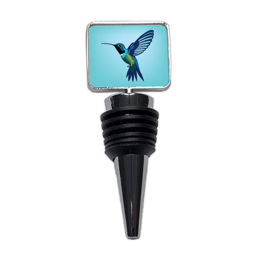 Hummingbird Blue Wine Bottle Stopper