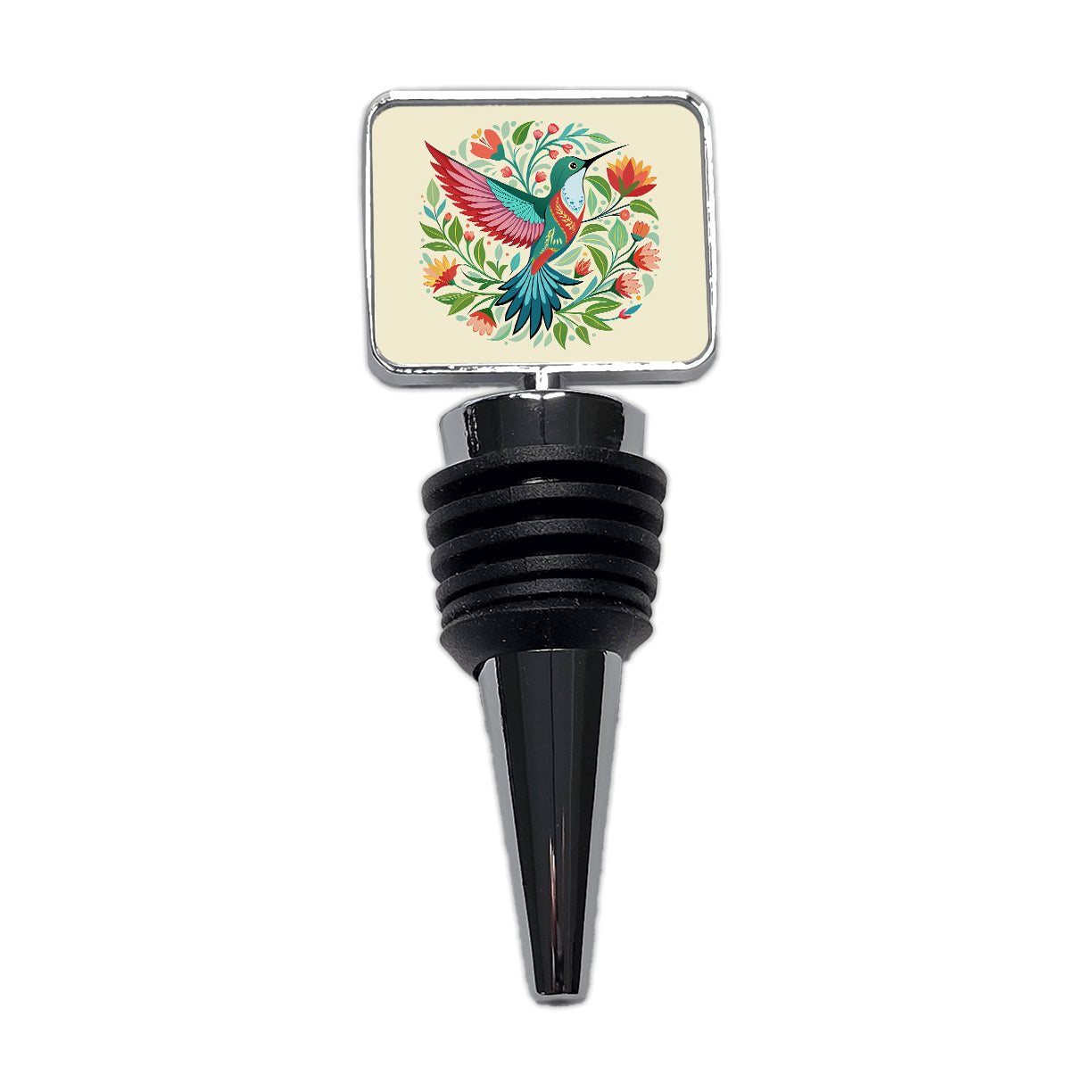 Hummingbird Floral Flowers Wine Bottle Stopper