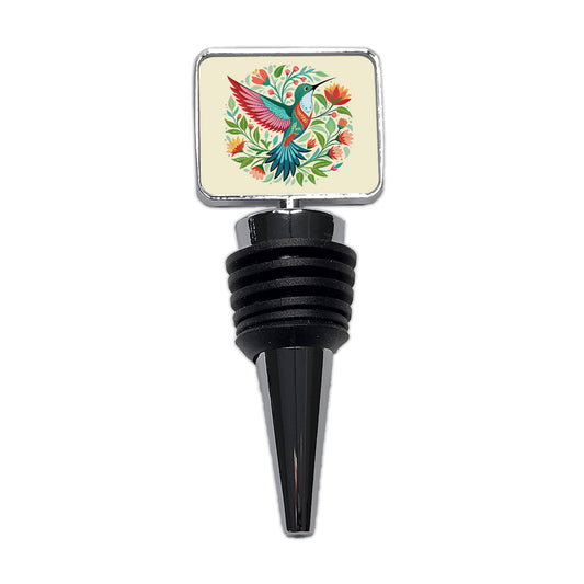Hummingbird Floral Flowers Wine Bottle Stopper