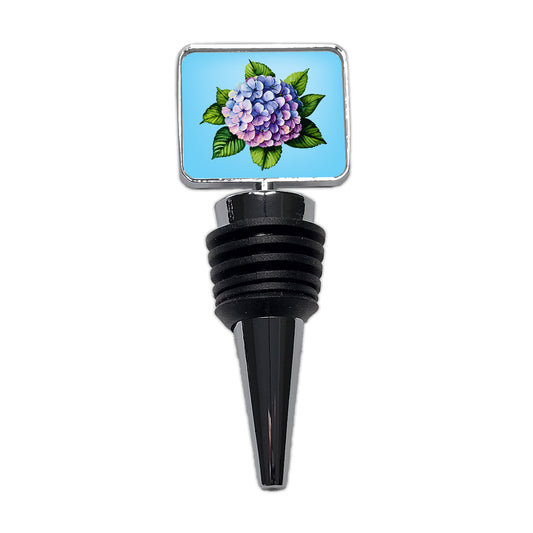 Hydrangea Flower Watercolor Wine Bottle Stopper