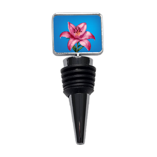 Lily Pink Flower Wine Bottle Stopper