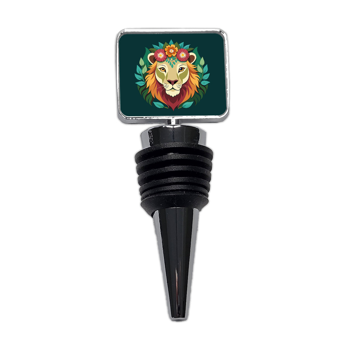 Lion Head Floral Flowers Wine Bottle Stopper