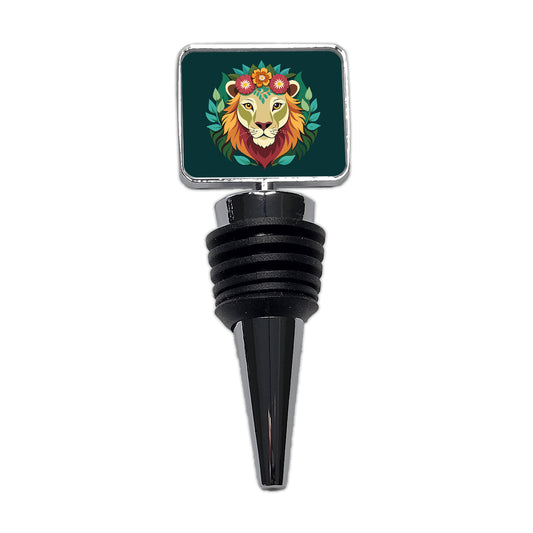 Lion Head Floral Flowers Wine Bottle Stopper
