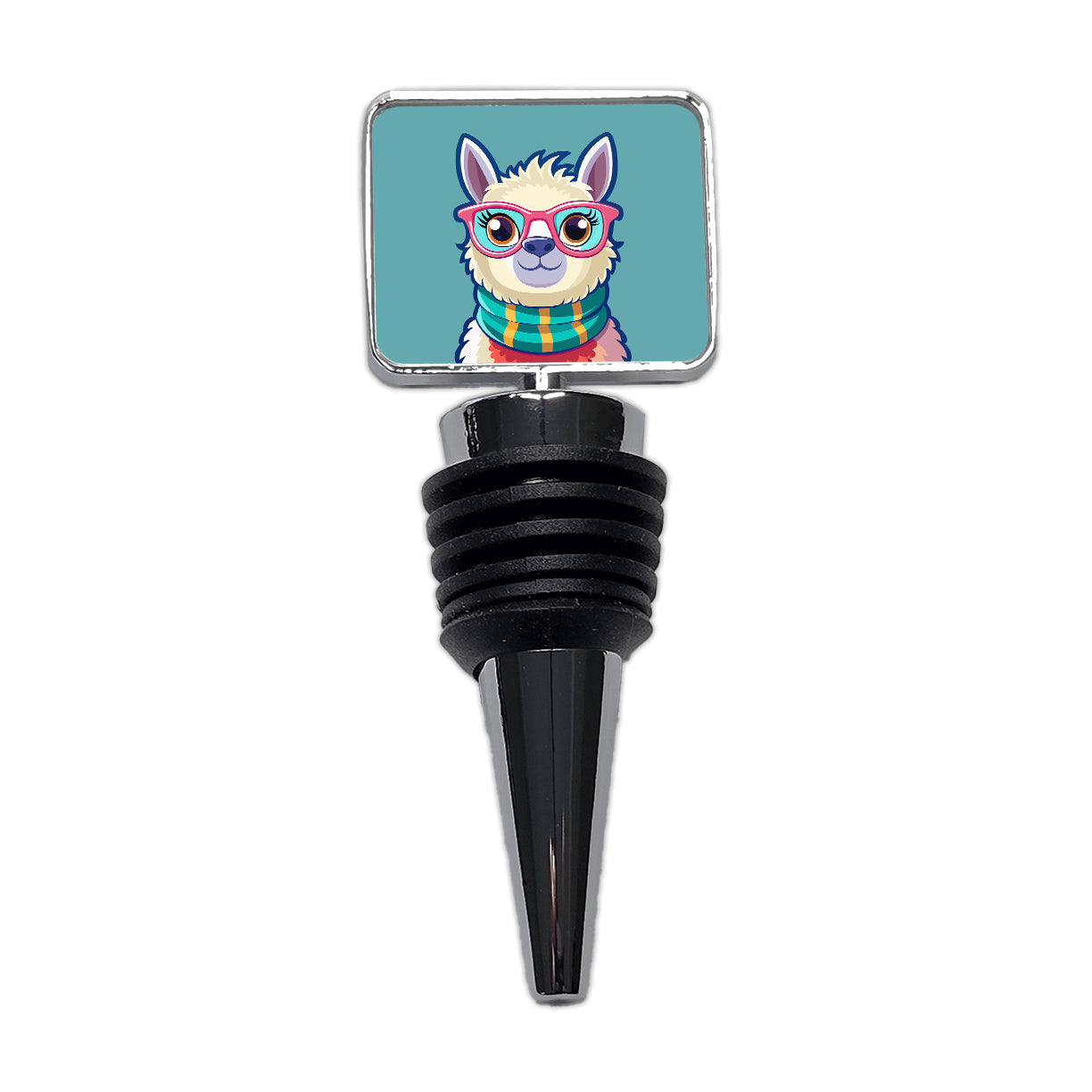 Llama Cute Wearing Glasses Wine Bottle Stopper