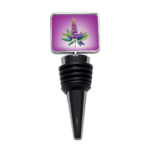 Lupine Plant Flower Watercolor Wine Bottle Stopper