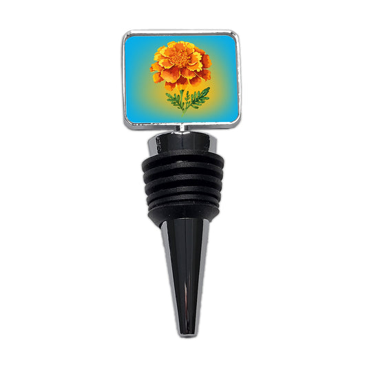 Marigold Flower Watercolor Orange Wine Bottle Stopper