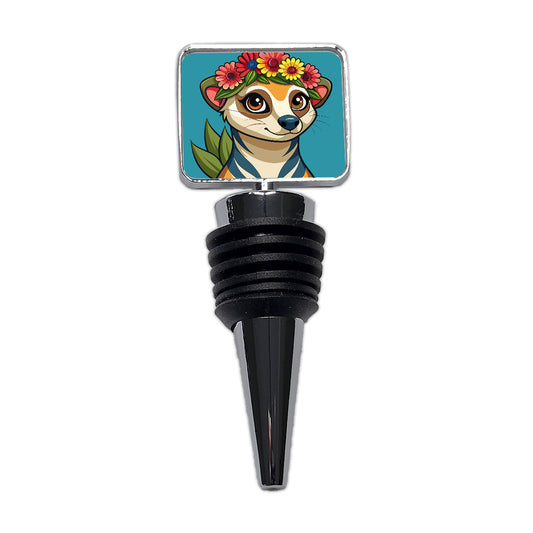Meerkat Floral Flowers Wine Bottle Stopper