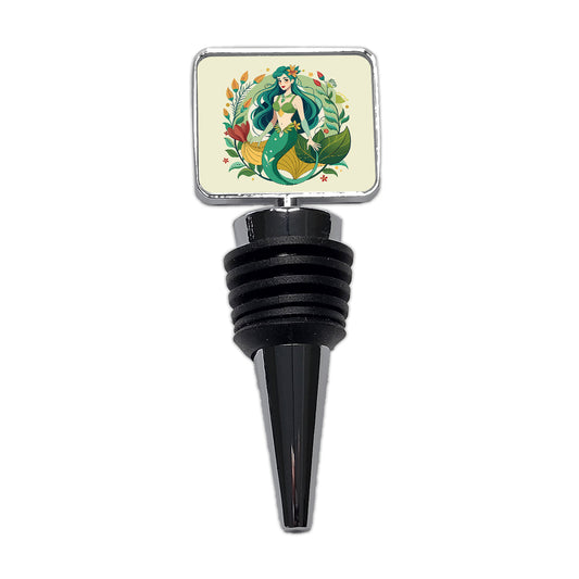 Mermaid Under Sea Botanical Art Nouveau Wine Bottle Stopper