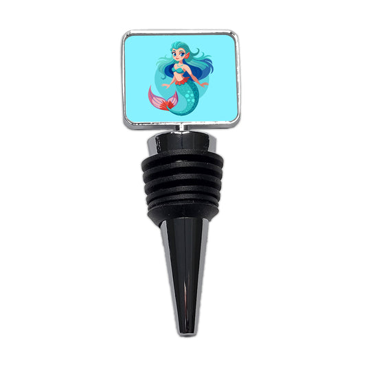 Mermaid with Blue Hair Wine Bottle Stopper