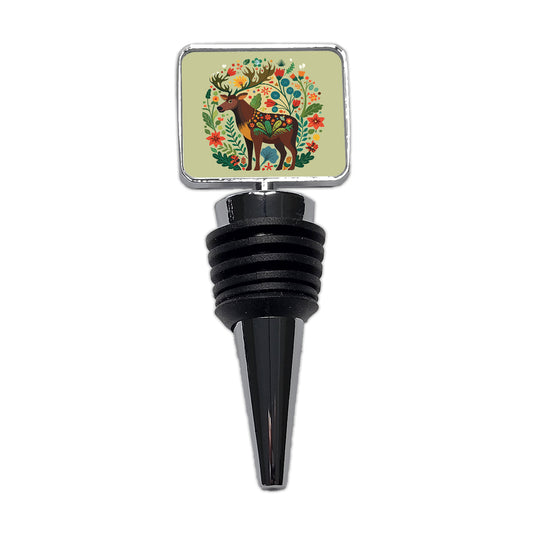 Moose Floral Flowers Wine Bottle Stopper
