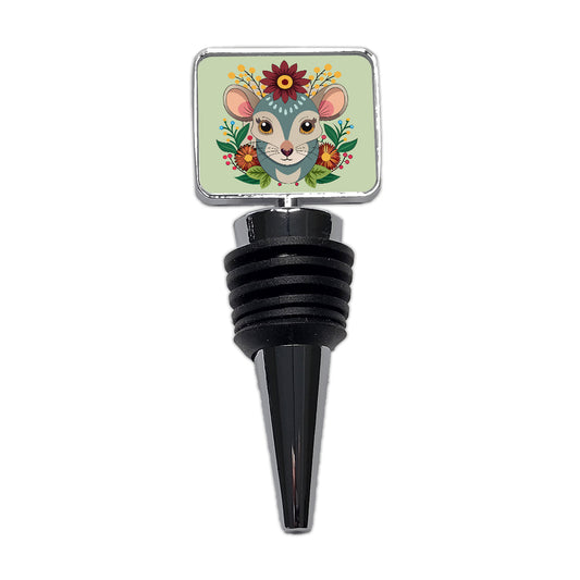 Mouse Floral Flowers Wine Bottle Stopper