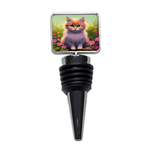 Munchkin Cat in Flower Garden Wine Bottle Stopper
