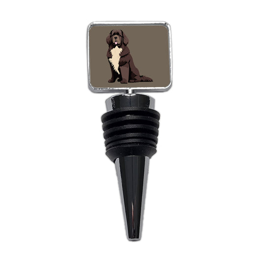 Newfoundland Dog Sitting Wine Bottle Stopper