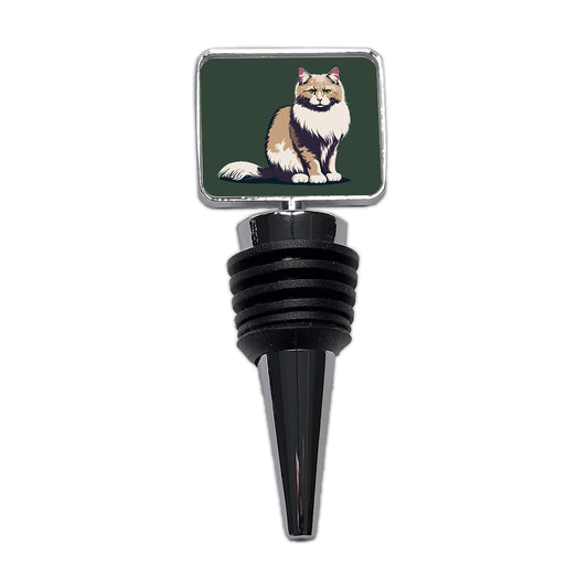 Norwegian Forest Cat Sitting Wine Bottle Stopper