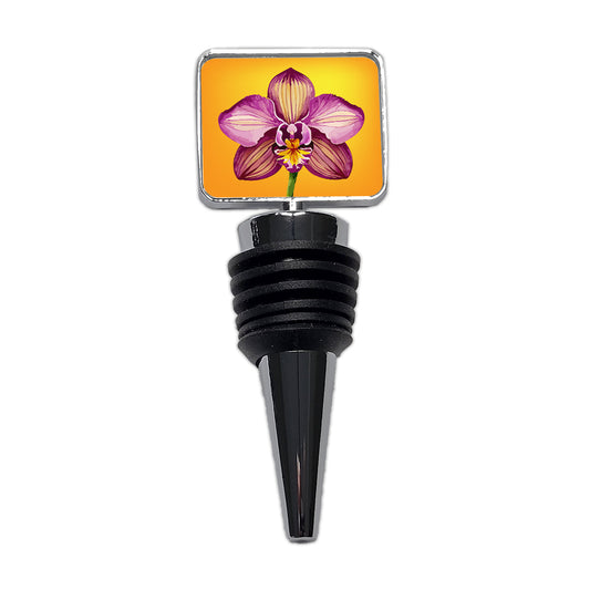 Orchid Flower Watercolor Wine Bottle Stopper