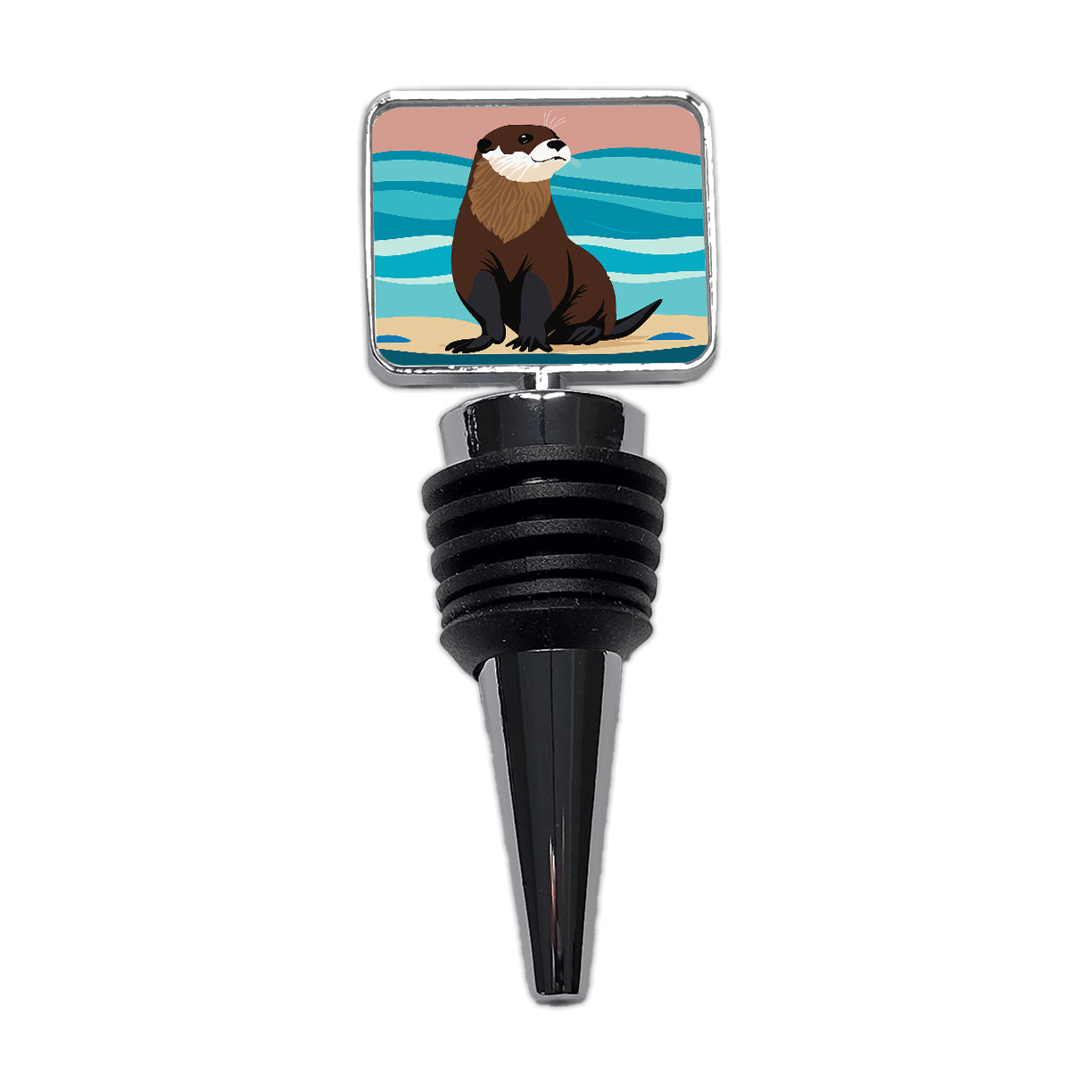 Otter on the Beach Ocean Sea Wine Bottle Stopper