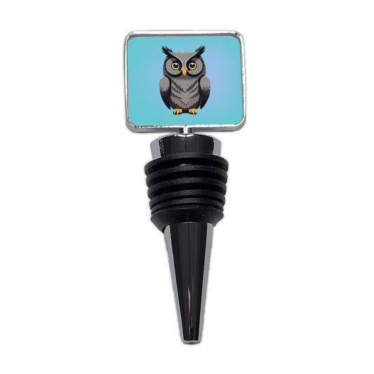 Owl Gray Staring Wine Bottle Stopper