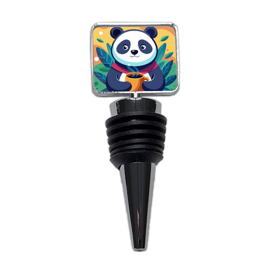 Panda Drinking Coffee Wine Bottle Stopper