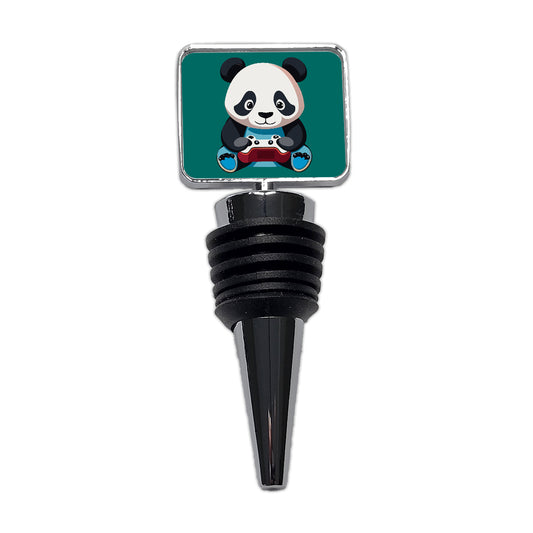 Panda Gaming Gamer Playing Video Game Wine Bottle Stopper