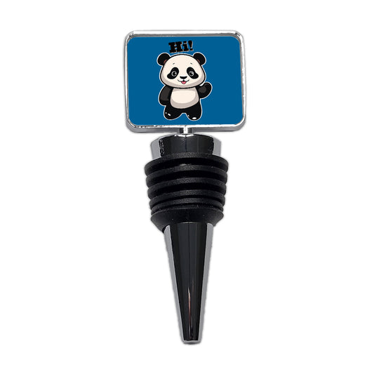 Panda Waving Hi Hello Greetings Friend Wine Bottle Stopper