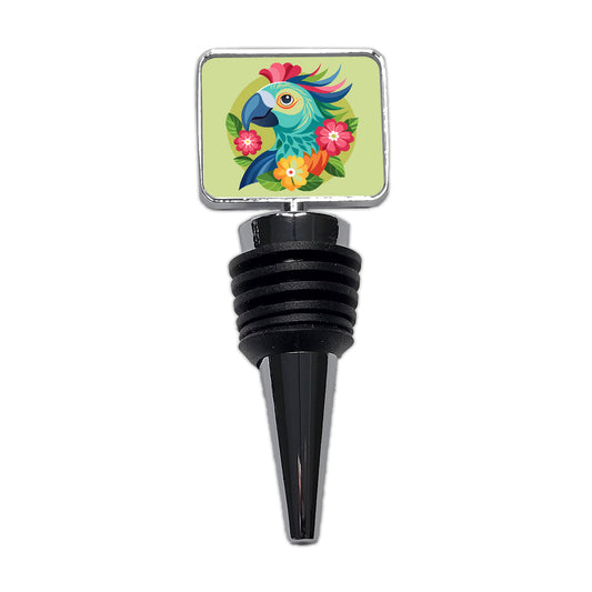 Parrot Bird Floral Flowers Wine Bottle Stopper