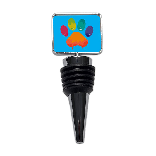 Paw Print Rainbow Dogs Cats Wine Bottle Stopper