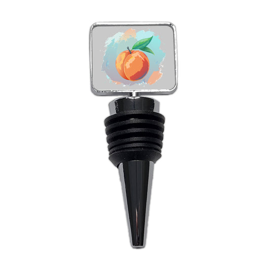 Peach Fruit Watercolor Wine Bottle Stopper