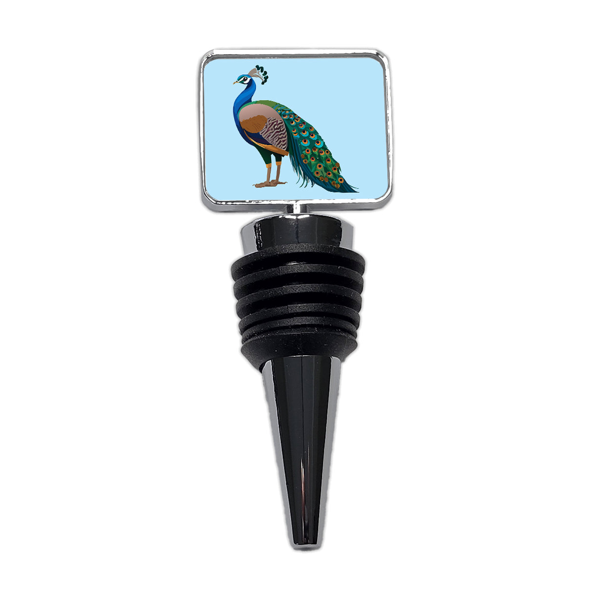 Peacock Indian Peafowl Profile Wine Bottle Stopper