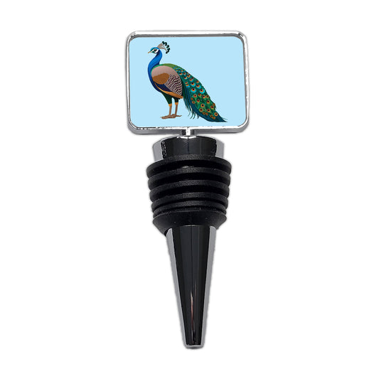 Peacock Indian Peafowl Profile Wine Bottle Stopper