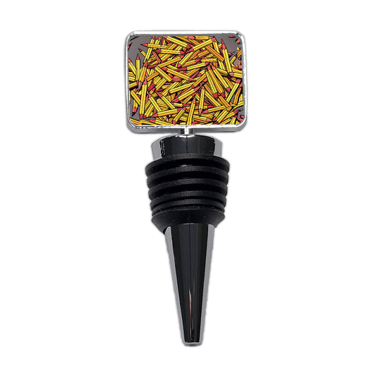 Pencils Piles School Teacher Pattern Wine Bottle Stopper