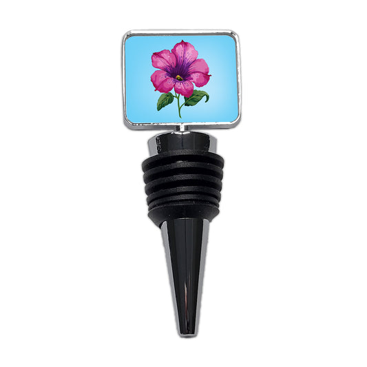 Petunia Flower Watercolor Pink Wine Bottle Stopper