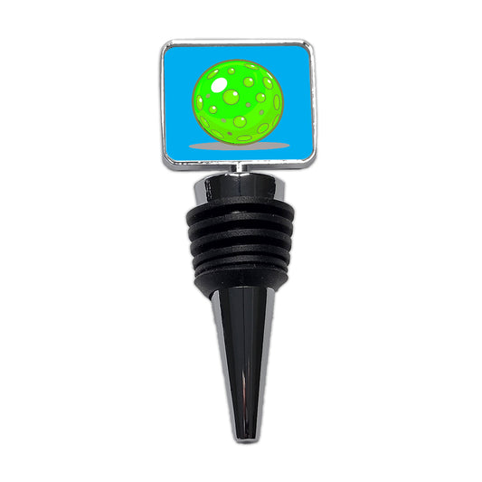 Pickleball Ball Green Wine Bottle Stopper