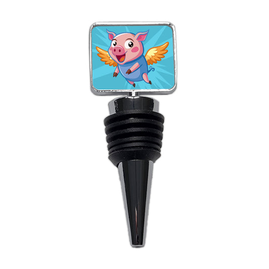 Pig Flying Silly Funny Wine Bottle Stopper