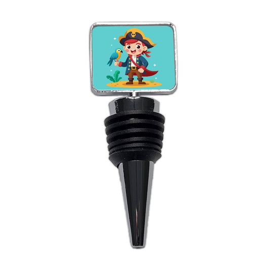 Pirate with Parrot Cute Wine Bottle Stopper