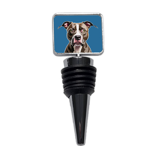 Pit Bull Dog Face Staring Wine Bottle Stopper
