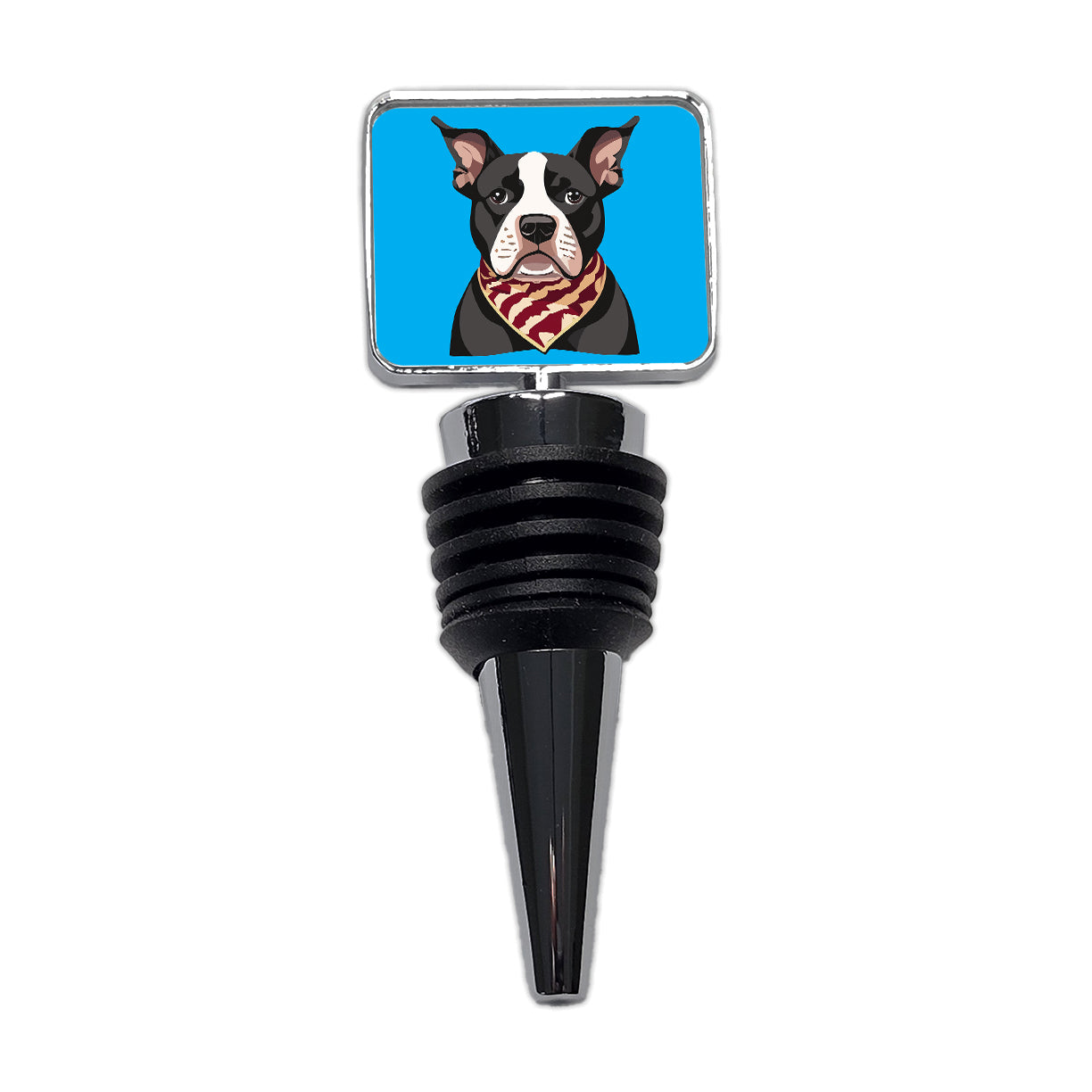 Pit Bull Dog Wearing Bandana Wine Bottle Stopper