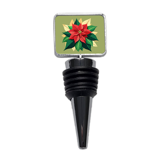 Poinsettia Plant Christmas Decoration Wine Bottle Stopper