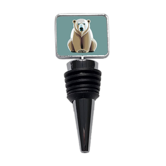 Polar Bear Sitting Wine Bottle Stopper