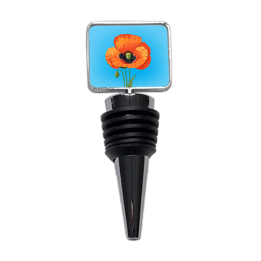 Poppy Flower Orange Wine Bottle Stopper