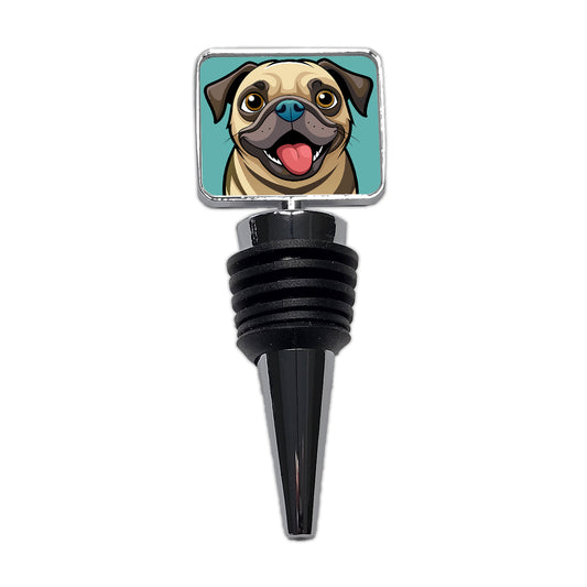 Pug Cute Sticking out Tongue Wine Bottle Stopper