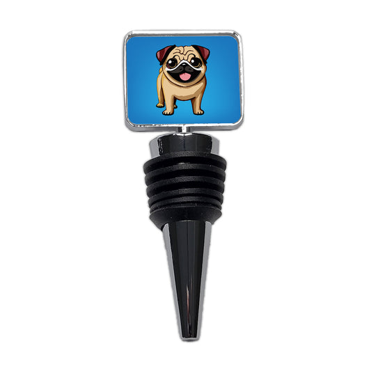 Pug Smiling Standing Wine Bottle Stopper