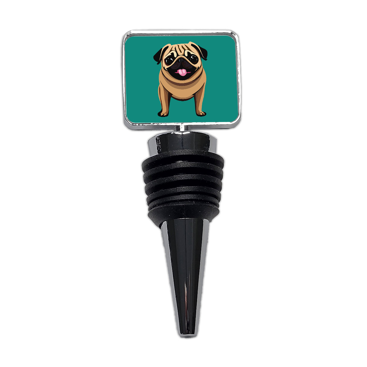 Pug Sticking Out Tongue Dog Wine Bottle Stopper