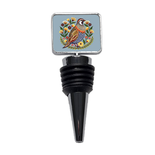 Quail Bird Floral Flowers Wine Bottle Stopper