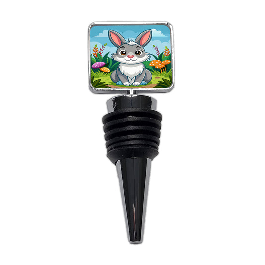 Rabbit Bunny Cute with Toadstools Mushrooms Wine Bottle Stopper